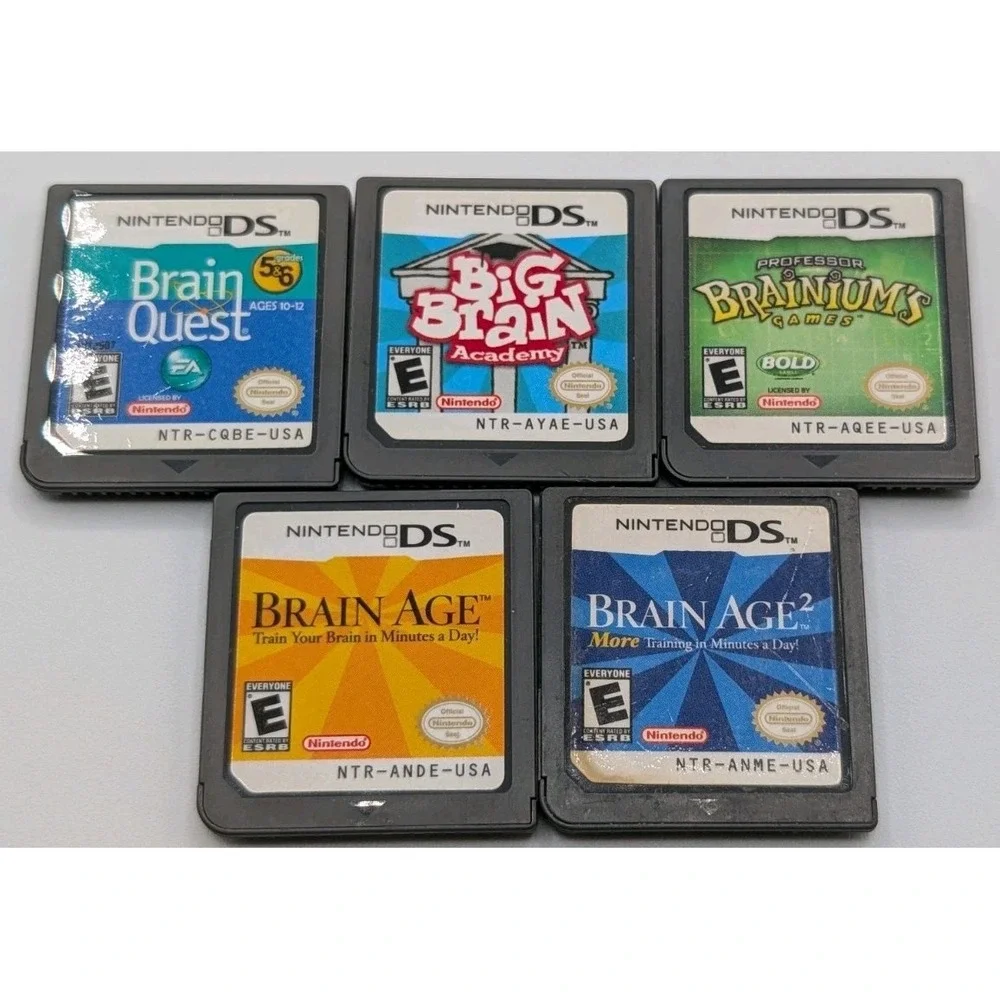 Nintendo DS Big Brain Age Based Games Mixed Lot of 5 Cartridges Only